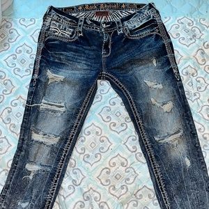 Rock revival size 30 cropped Jena jeans (embroidered and distressed)